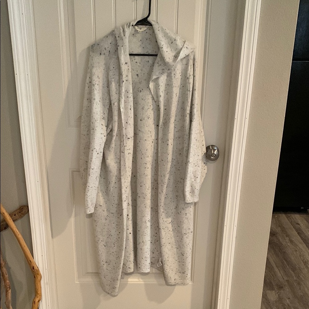 Gray Long Knit Cardigan Sweater